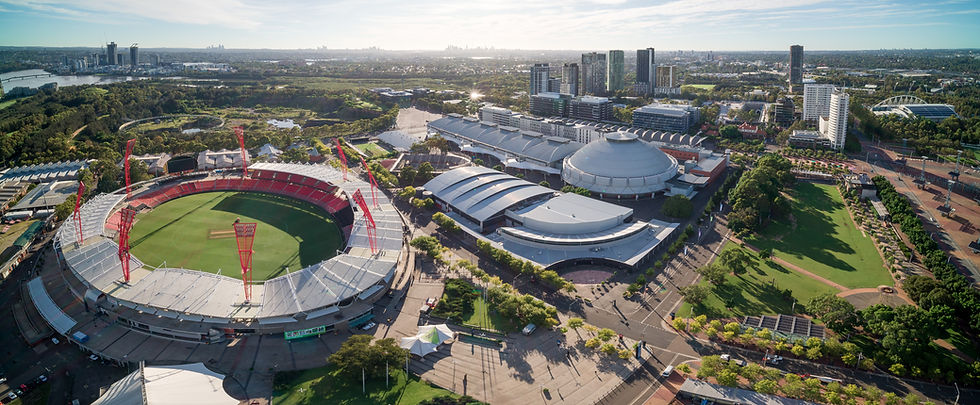 Aerial view of Sydney Olympic Park sports complex