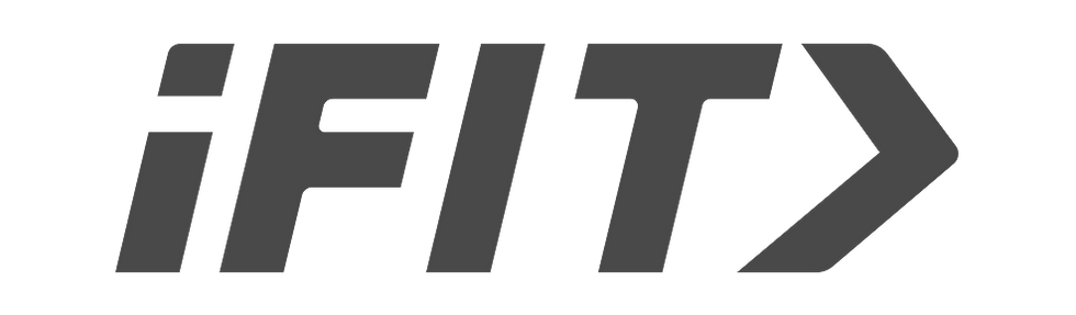 iFIT logo in gray on a black background
